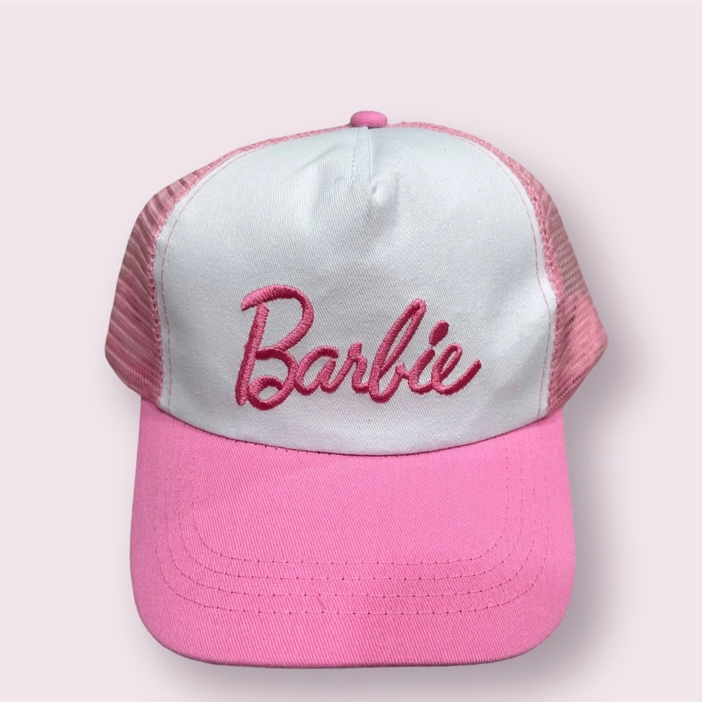 New Pink & White Barbie Baseball Hat, Barbie Mesh Hat, Barbie Trucker Hat